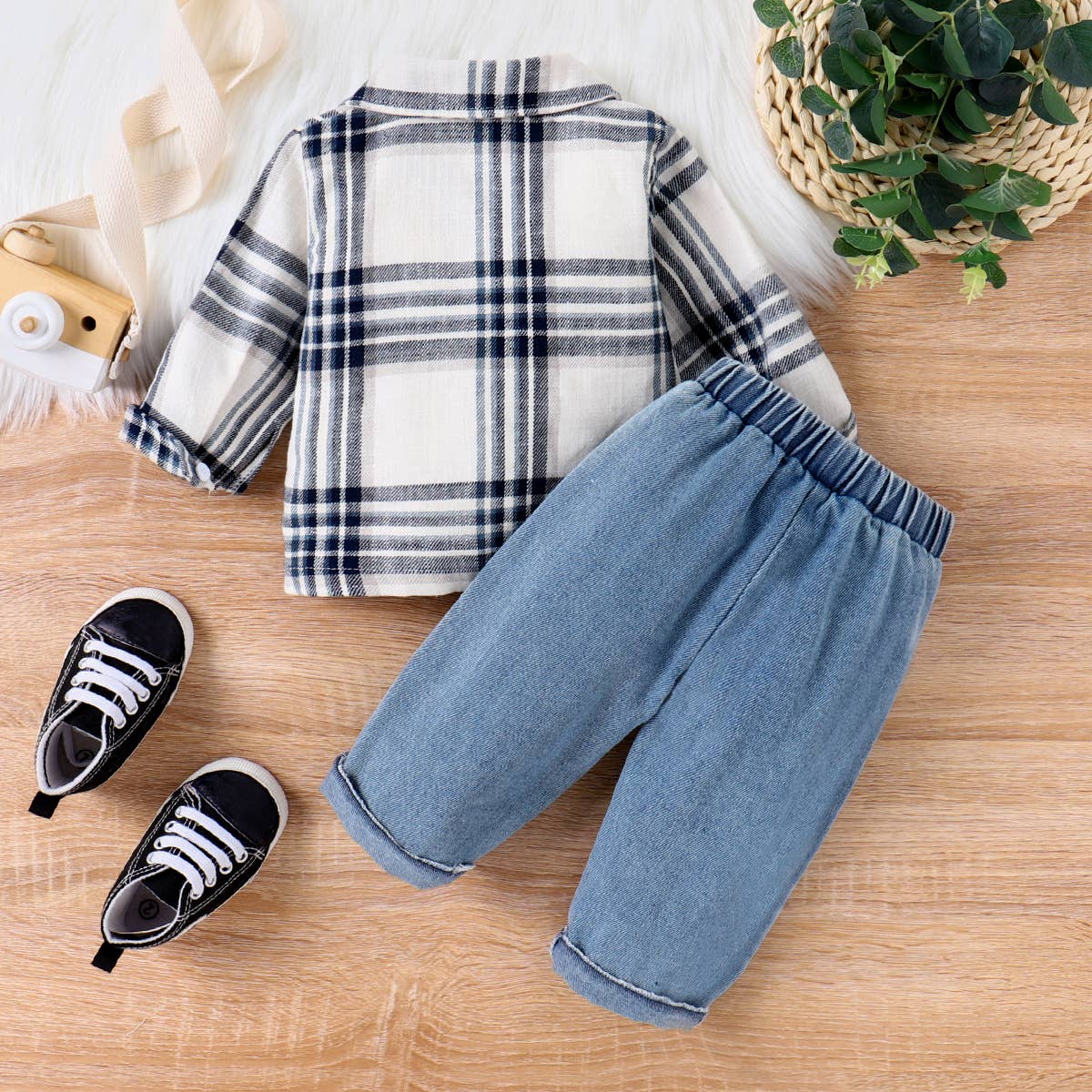 Finn Plaid Shirt + Jeans Set | Blue