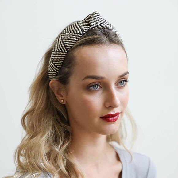Bohemian Straw Rattan Knotted Headband | Ivory