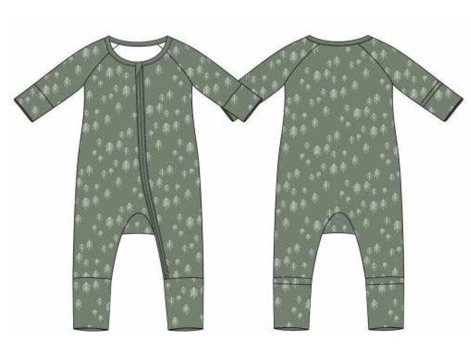Christmas Trees Bamboo Zippy Romper - Bamboo Pajamas PJs