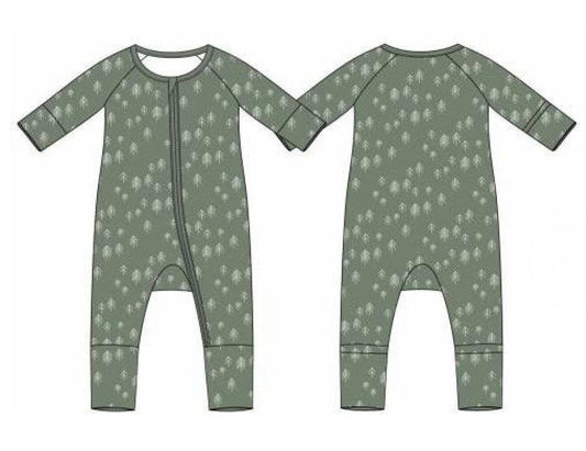 Christmas Trees Bamboo Zippy Romper - Bamboo Pajamas PJs