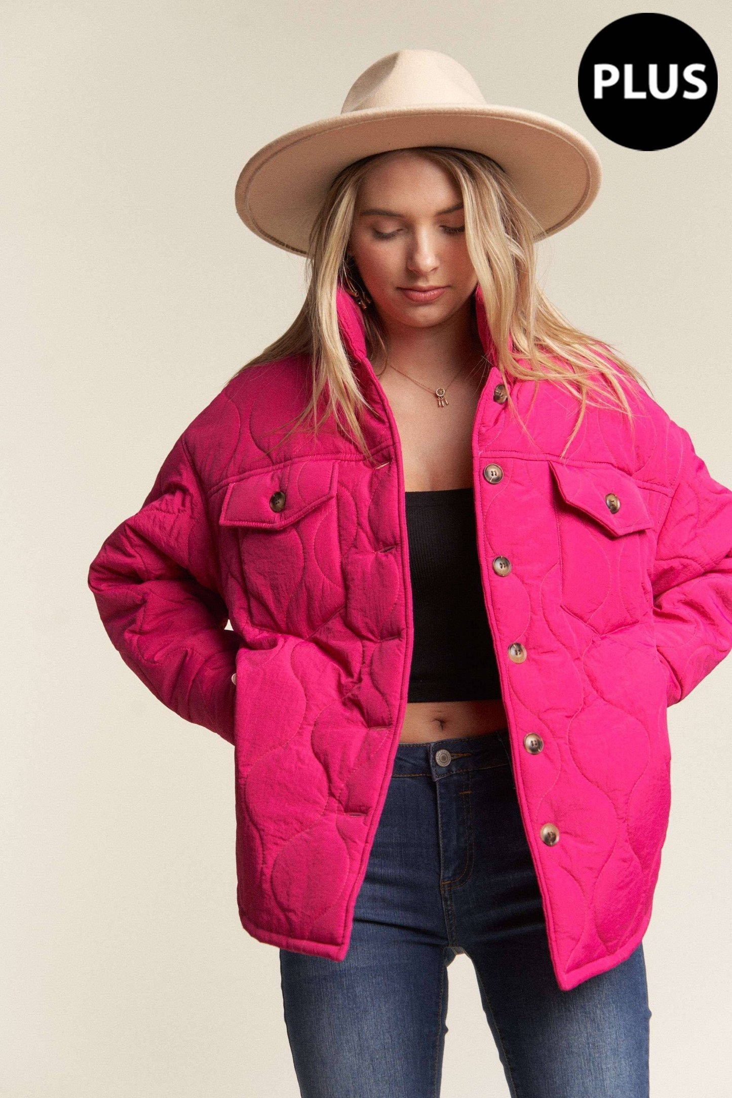 Kessa Plus Size Puffer Jacket | Light Mocha