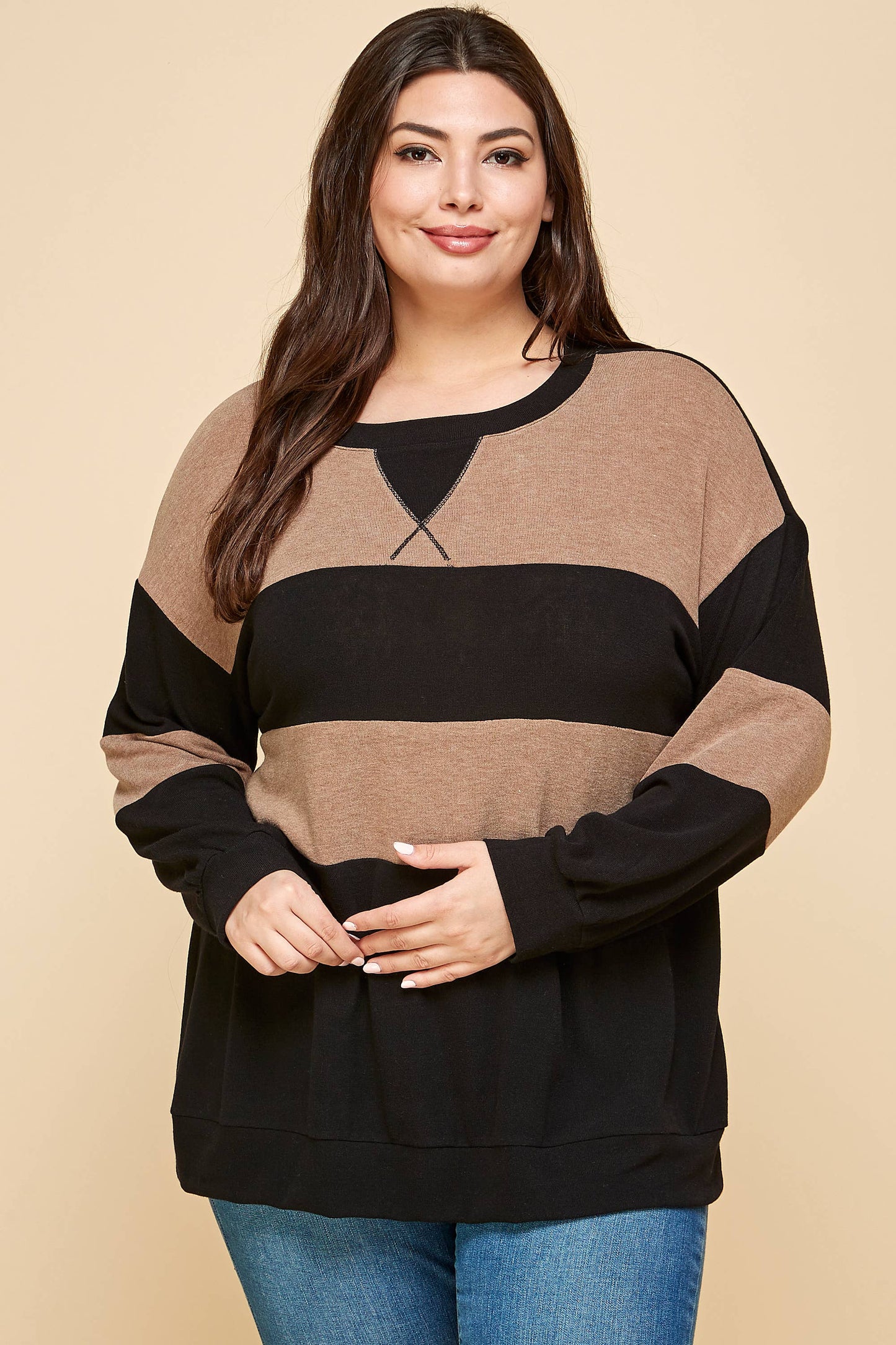 Claire Color Block Top | 1X-3X