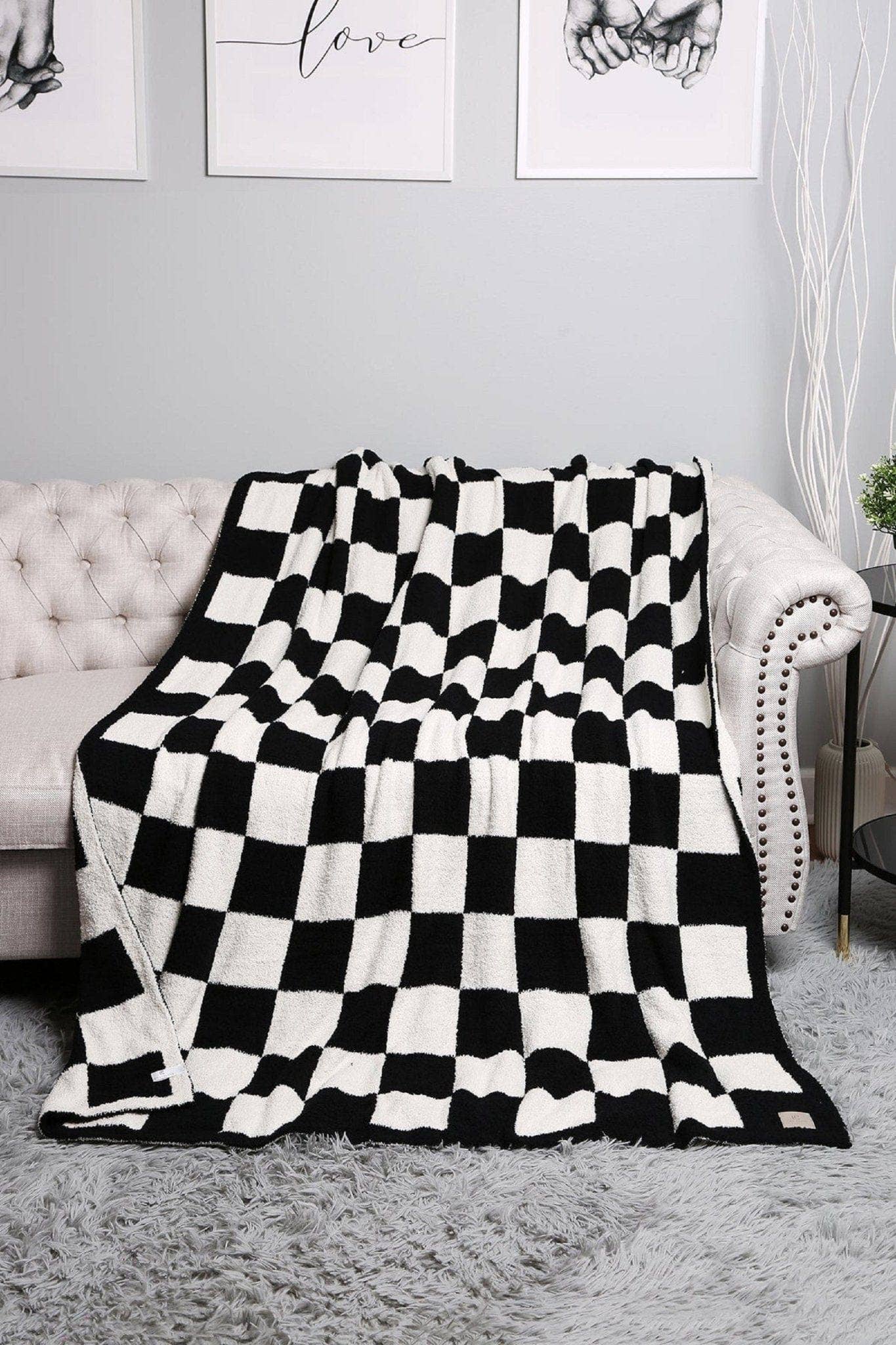 Super Lux Checkered Throw Blanket | Gray