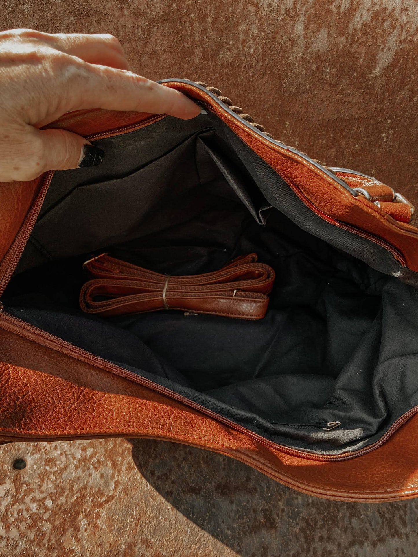 Melrose Cross Stitched Soft Leather Purse Tote