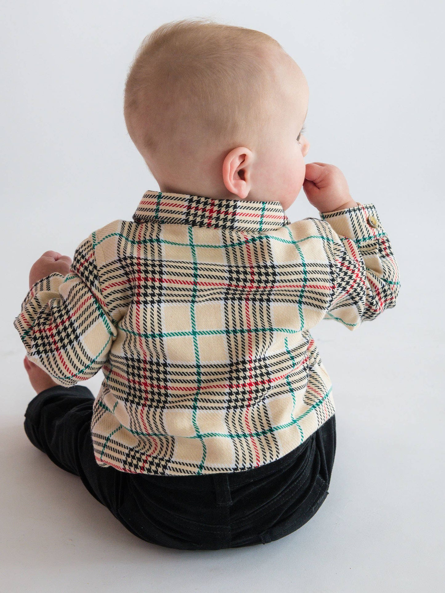 Baby Boys Tannen Plaid Long Sleeve Button Down Bodysuit