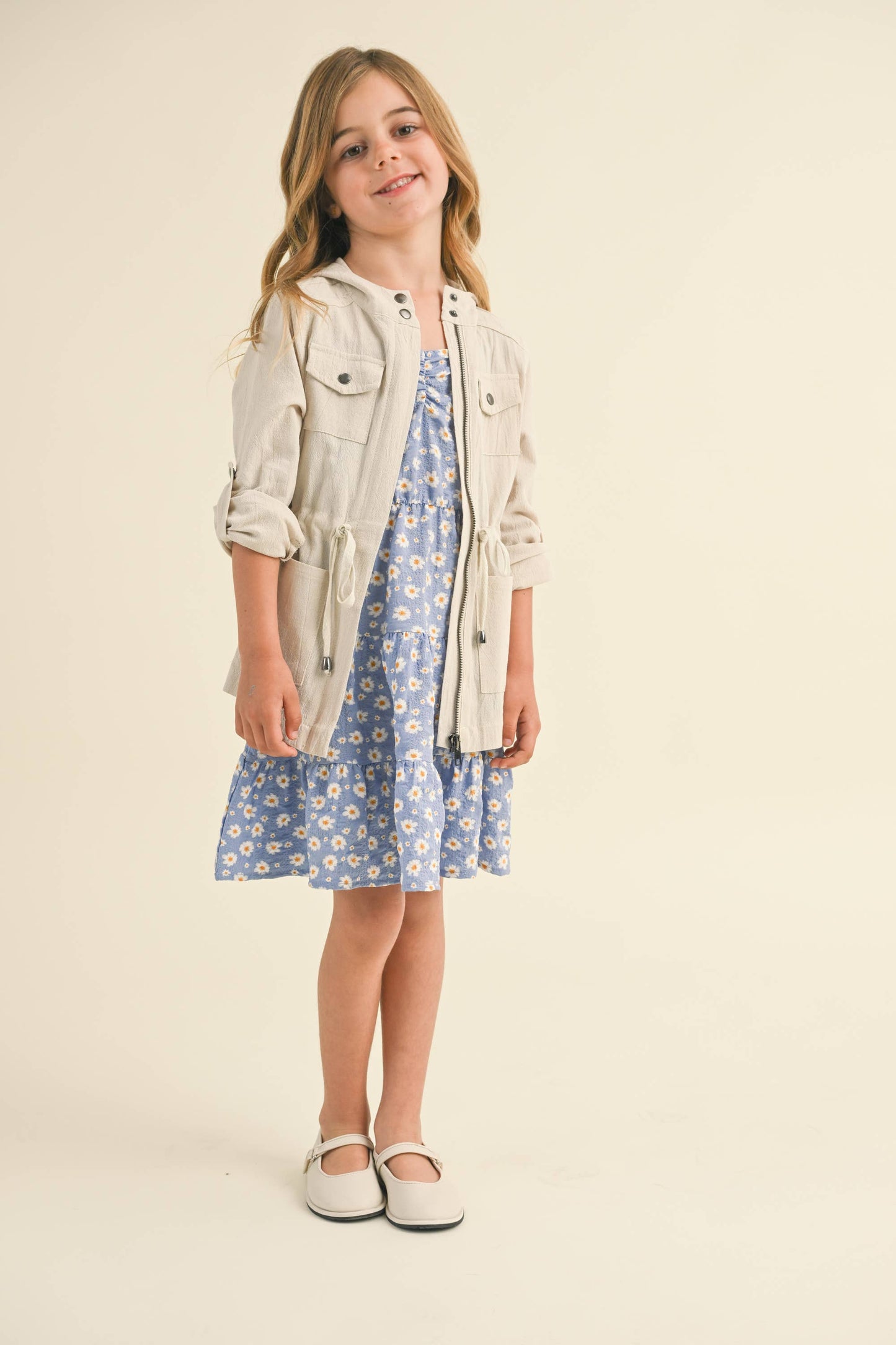 Layla Girls Linen Utility Jacket | 4-6X