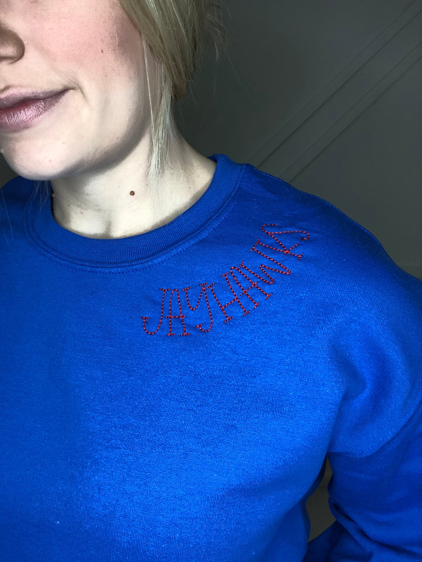 Embroidered Collegiate Crewneck - KU