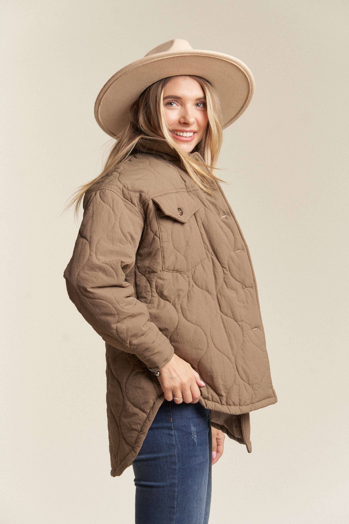Kessa Plus Size Puffer Jacket | Light Mocha