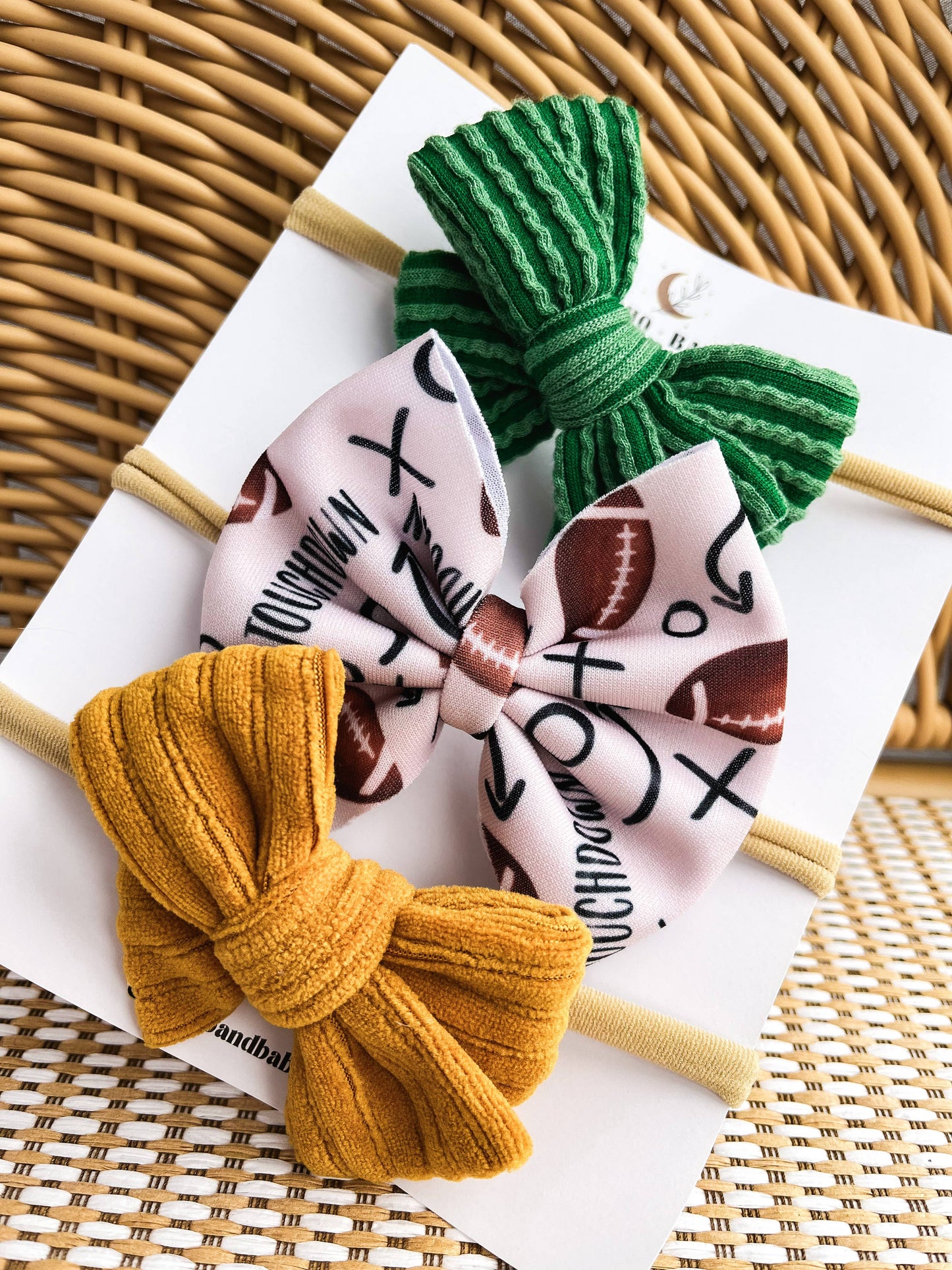 Baby Bow Headband Set - Football