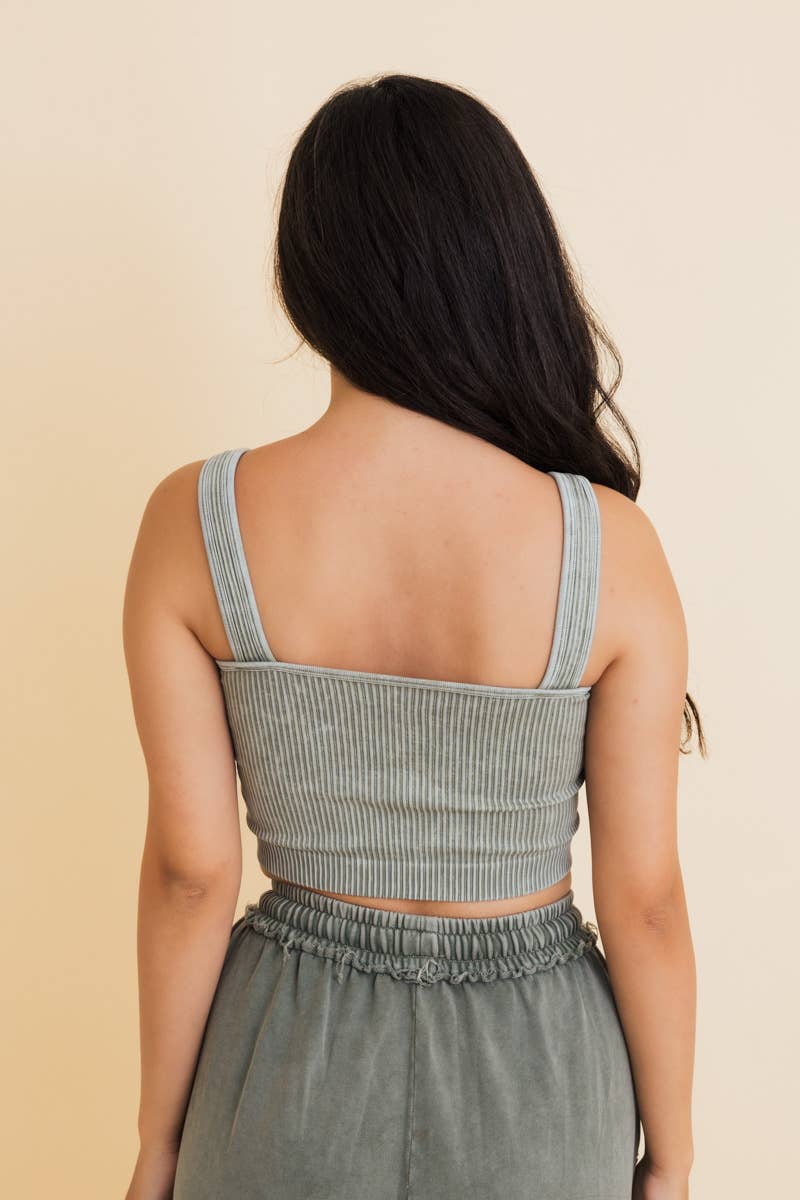 Just Breathe Washed Ribbed Padded Bralette | Mocha