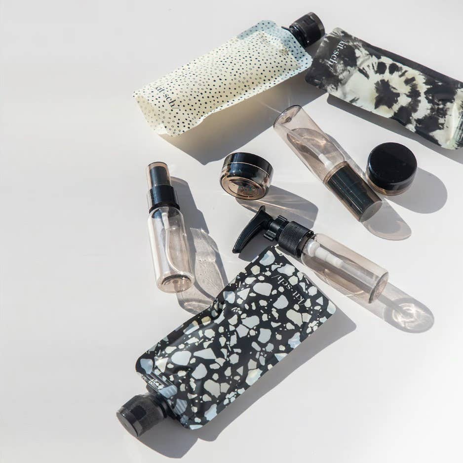 Refillable Ultimate Travel 11pc Set | Black + Ivory