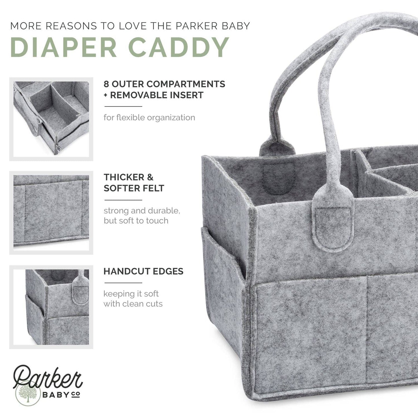 Diaper Caddy in Gray: Large (16 x 10 x 7")