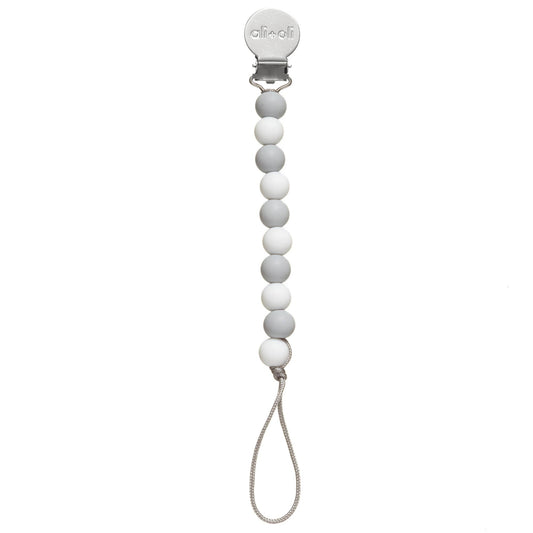 Ali+Oli Silicone Pacifier Clip | Grey + White