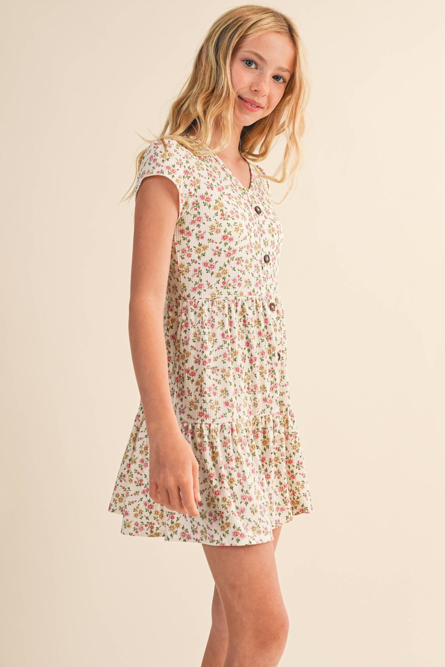 Delaney Tween Tiered Floral Dress