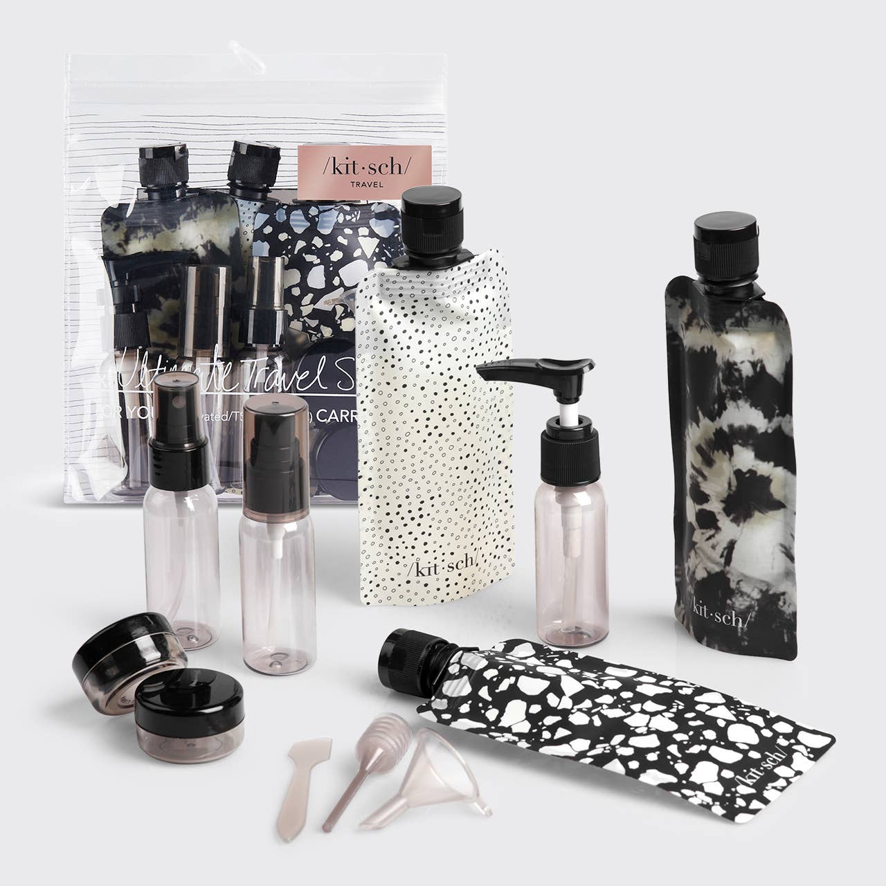 Refillable Ultimate Travel 11pc Set | Black + Ivory