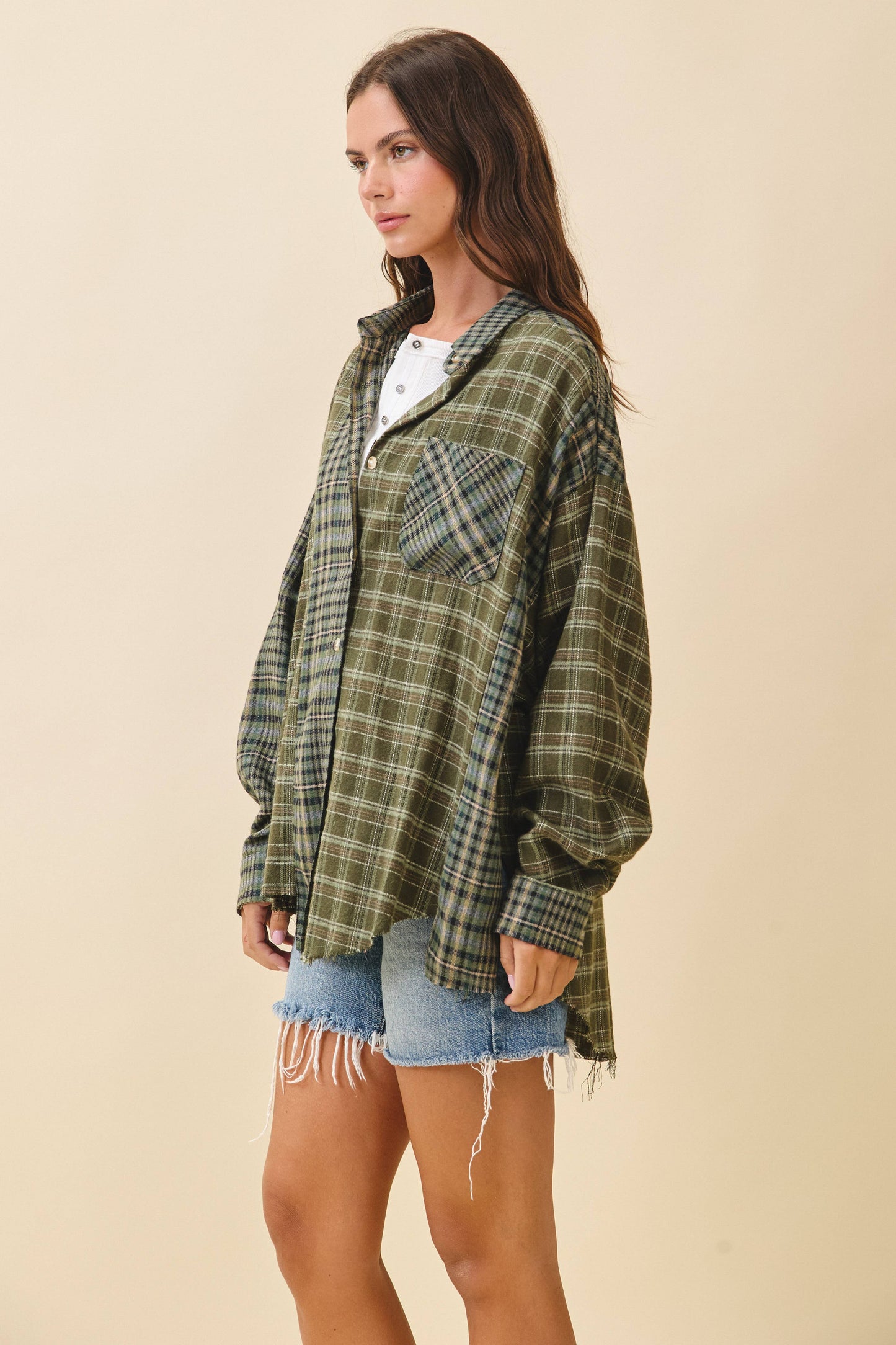 Kambrie Plaid Flannel Shirt | Olive