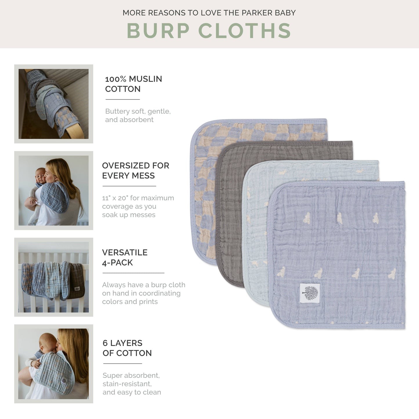Cloud Set Muslin Burp Cloths (4 Pack)