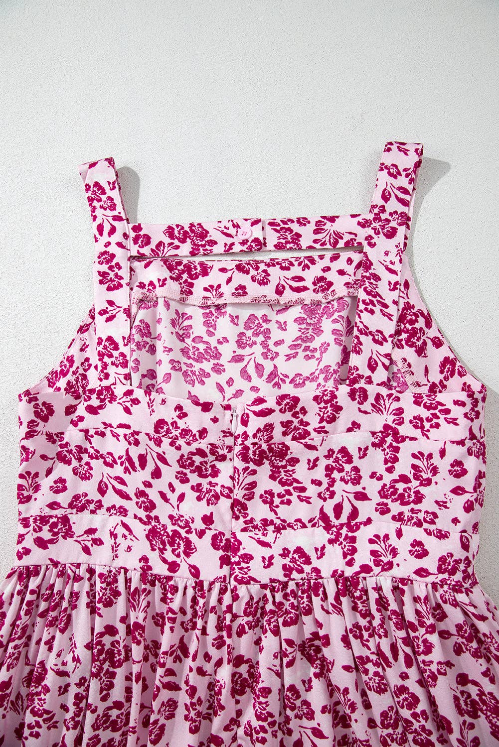 Pink Floral Cutout Back Empire Waist Sleeveless Maxi Dress