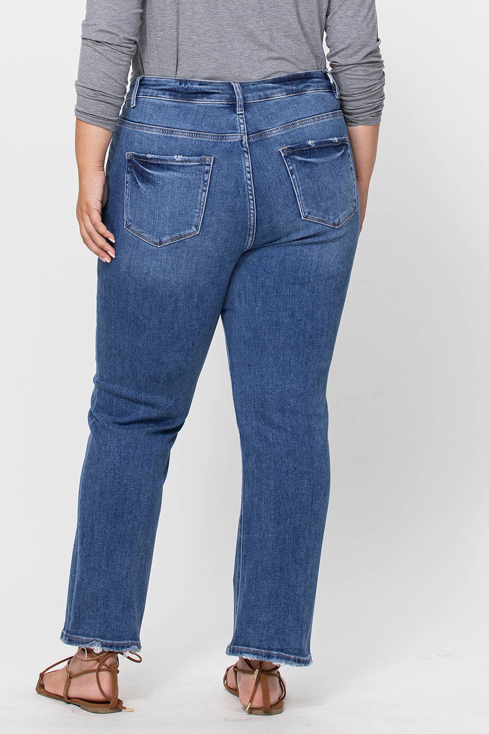 PLUS SIZE - VERVET by Flying Monkey Super High Rise Ankle Slim Straight Jeans