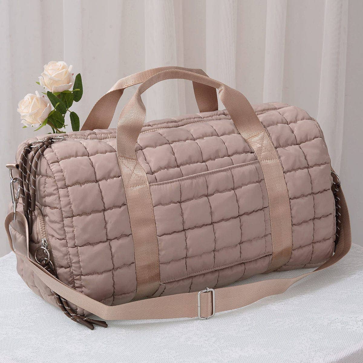 Quilted Puffer Weekender/Duffel Bag | Sage