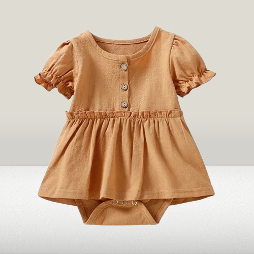 Jessa Ruffled-Sleeve Romper - Mustard