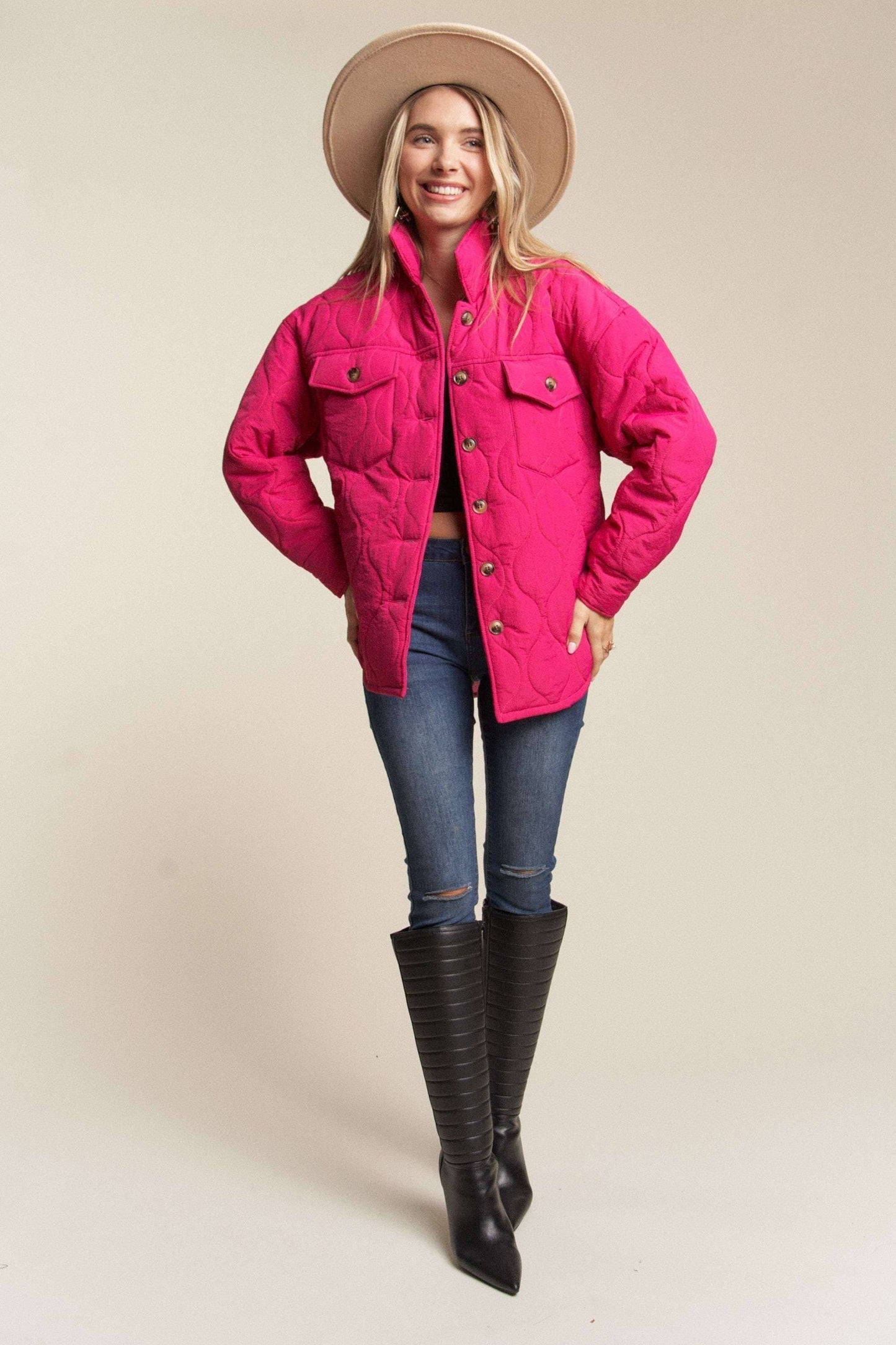 Kessa Plus Size Puffer Jacket | Light Mocha