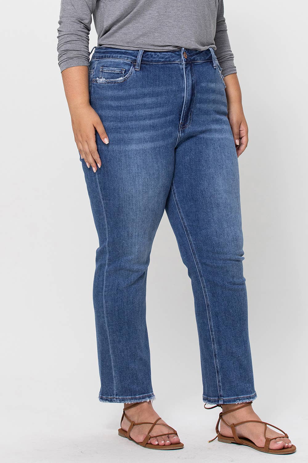PLUS SIZE - VERVET by Flying Monkey Super High Rise Ankle Slim Straight Jeans
