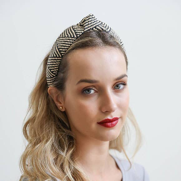 Bohemian Straw Rattan Knotted Headband | Ivory