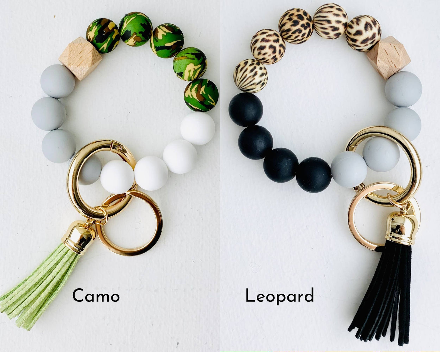 Bangle Keychain | Silicone Wristlet Key Ring | Bead Bracelet: Lavender Purple