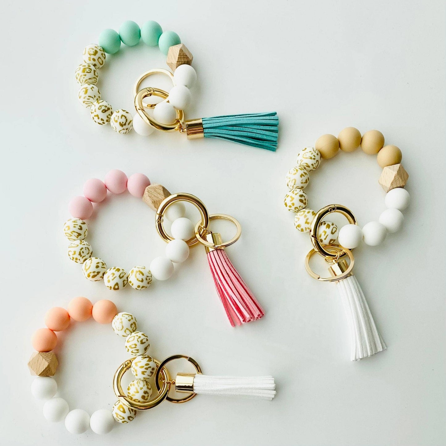Bangle Keychain | Silicone Wristlet Key Ring | Bead Bracelet: Marble