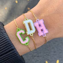 Collegiate Charm Initial Bracelets | Stars Charm