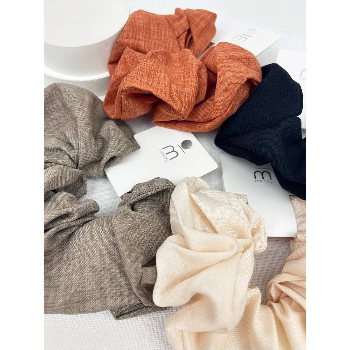 Soft Tone Linen Pattern Large Scrunchie