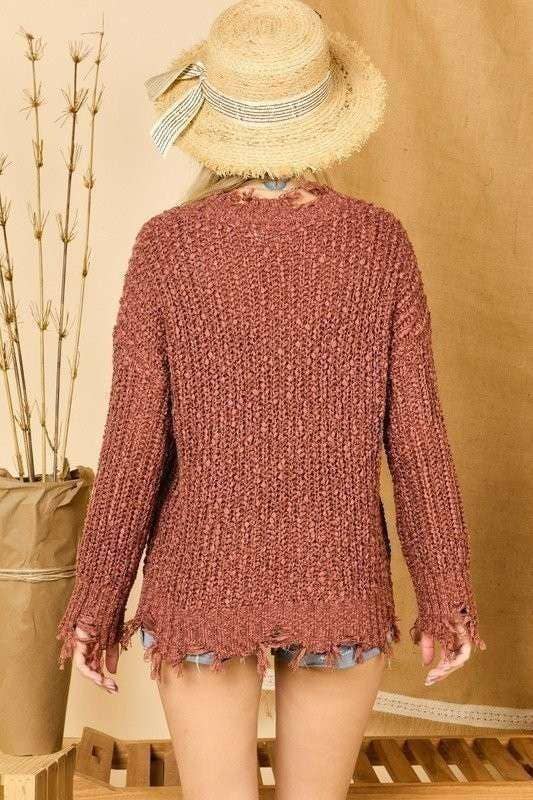 Dixie Plus Size Distressed Sweater | Olive