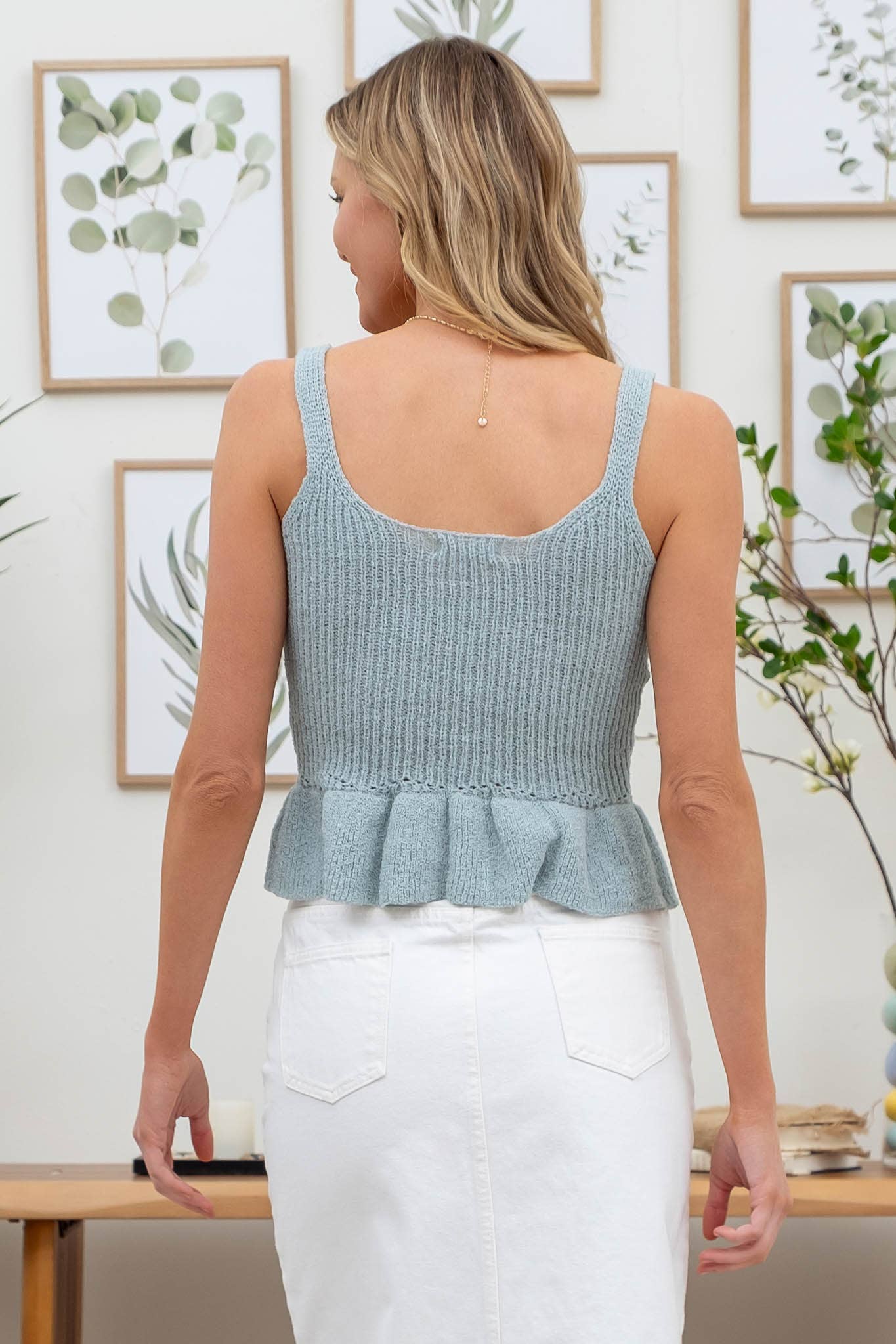 Remy Ruffle Sweater Tank - Mint