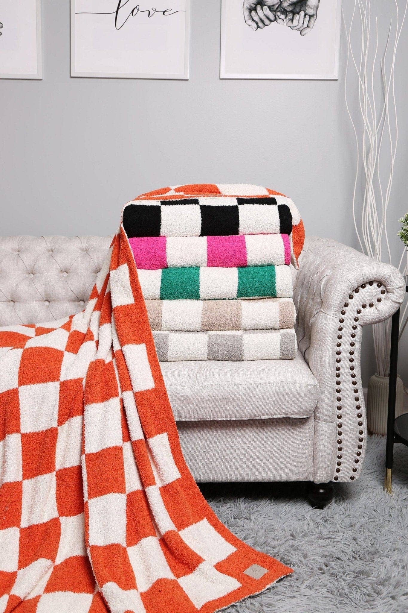 Super Lux Checkered Throw Blanket | Gray