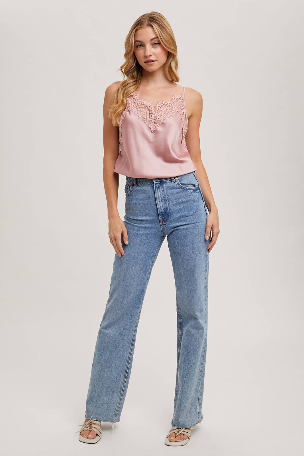 Sylvie Silky Lace Trim Camisole | Mushroom