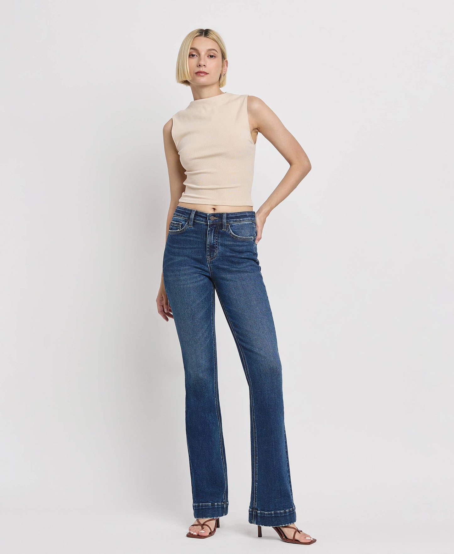 VERVET by Flying Monkey - High Rise Trouser Hem Bootcut Jeans