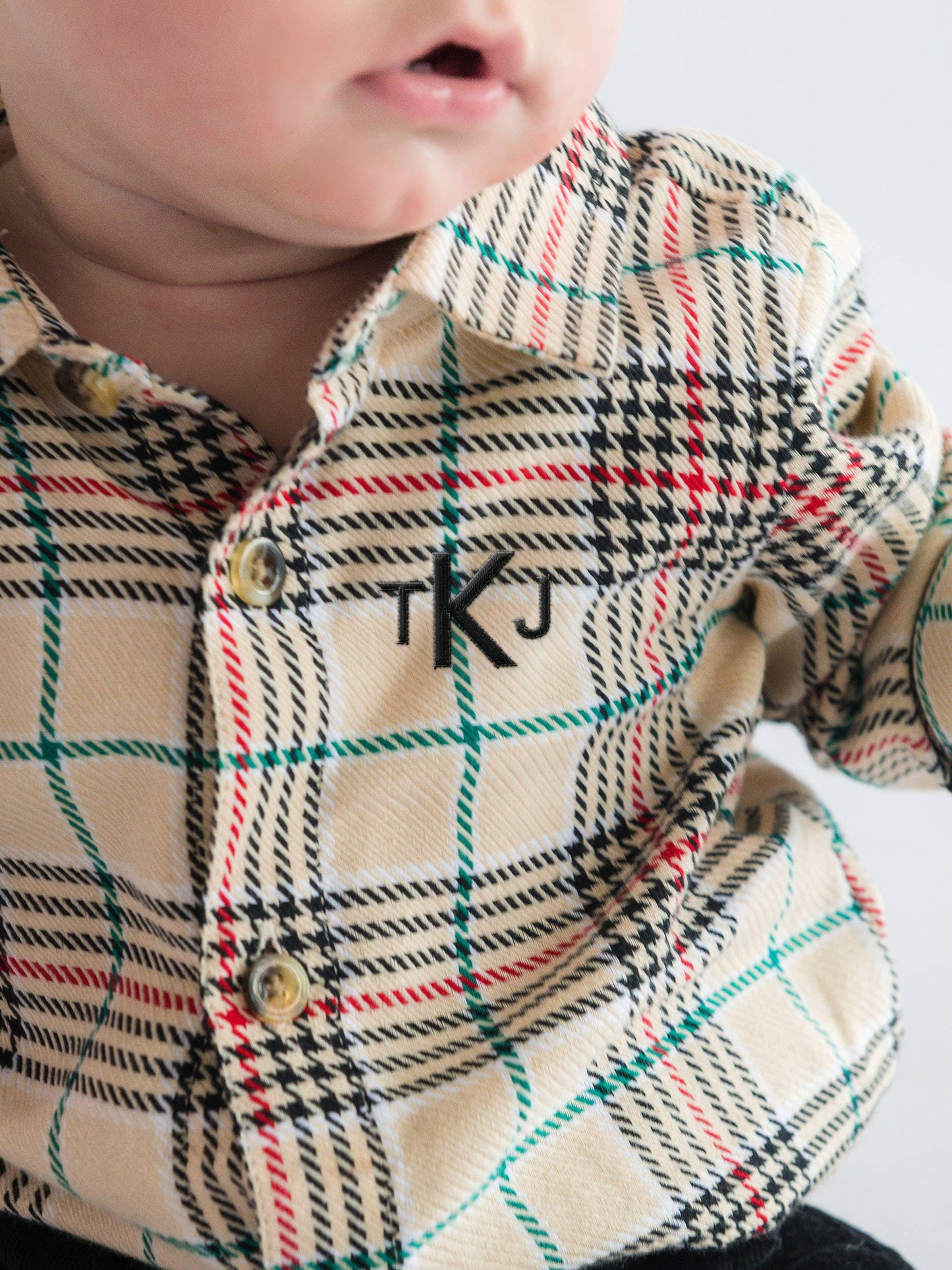 Baby Boys Tannen Plaid Long Sleeve Button Down Bodysuit
