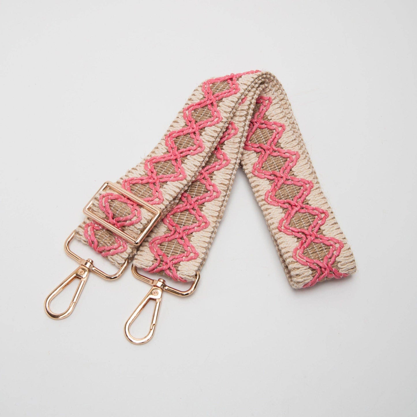 Wave Pattern Straw Guitar Strap | Beige Pink