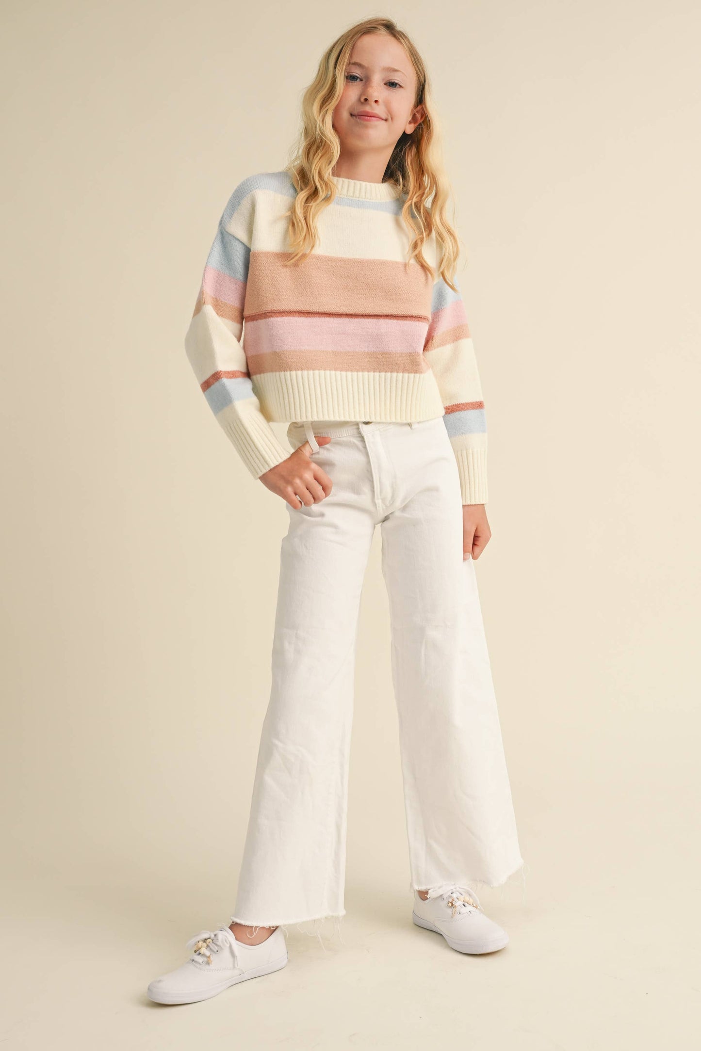 Berry Stripe Tween Sweater | 7-14