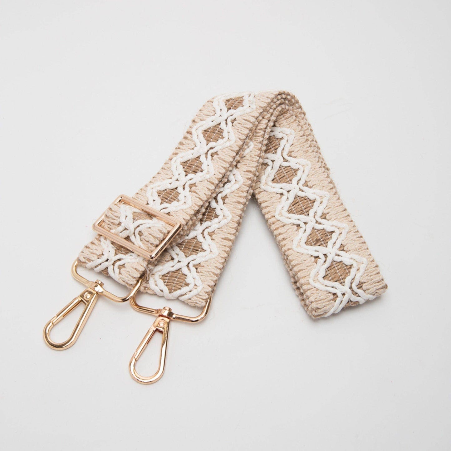 Wave Pattern Straw Guitar Strap | Beige Pink