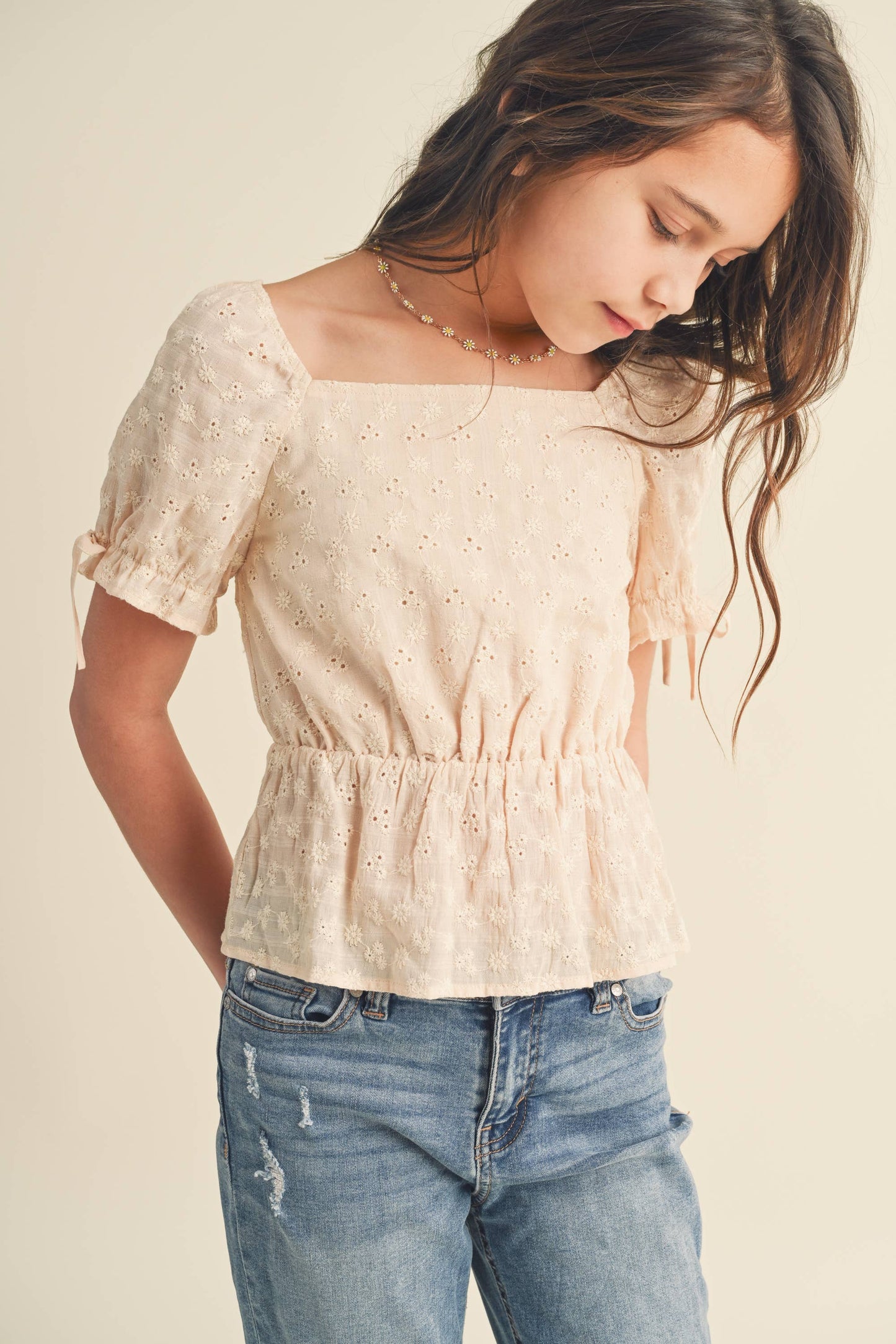 Kit Eyelet Peplum Top