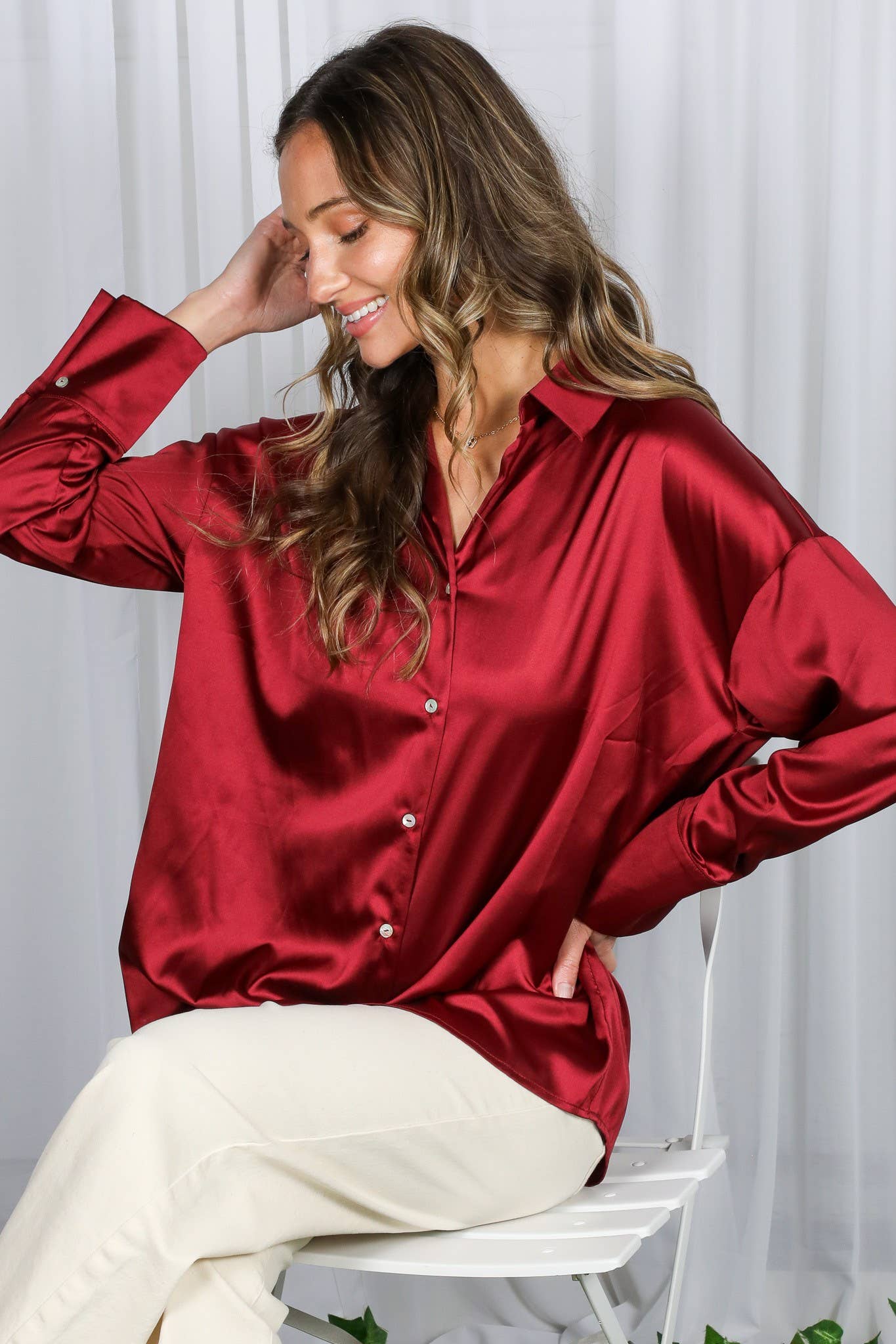 Wesley Satin Blouse | Mocha