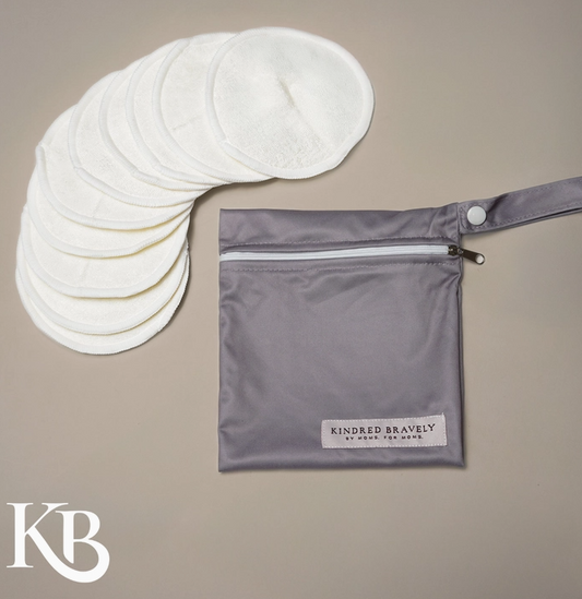Kindred Bravely Washable Organic Nursing Pads | Pack of 10 + Bag