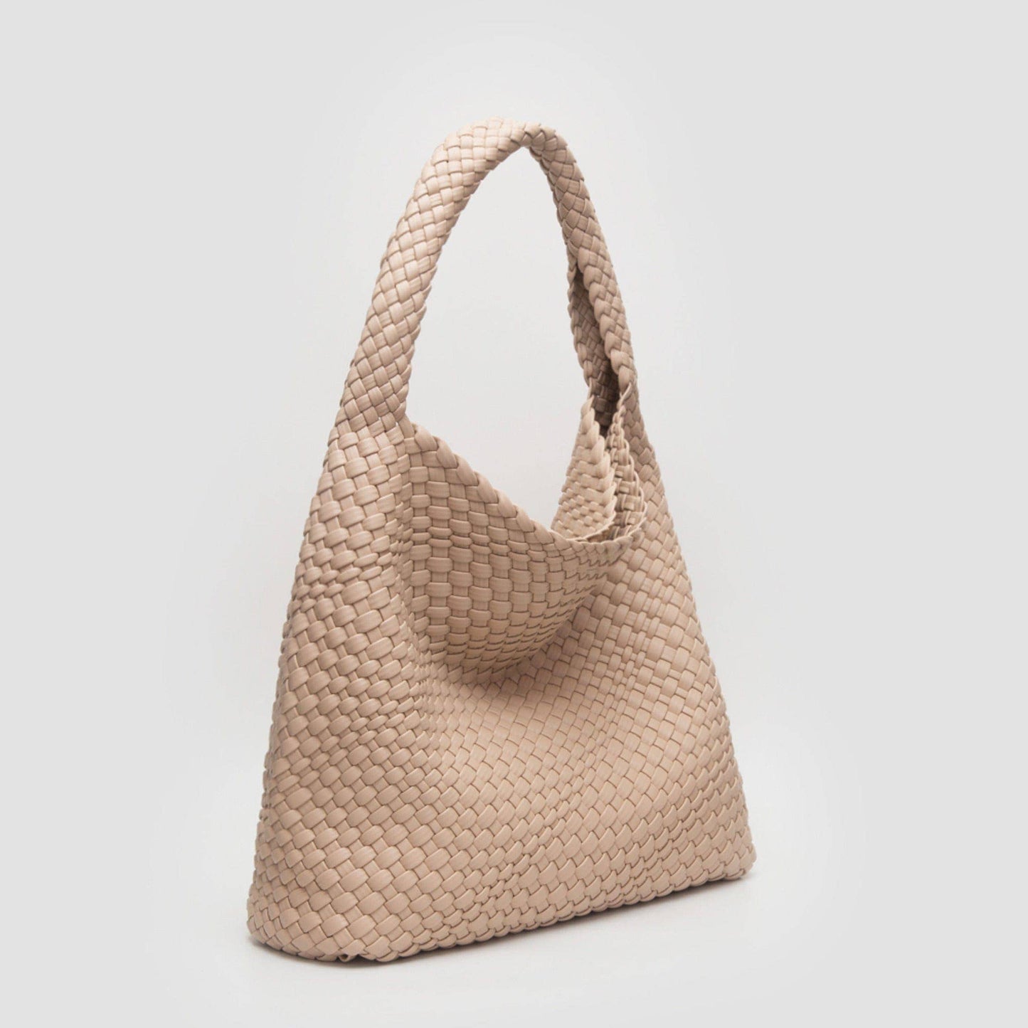 Tiara Woven Hobo Tote Bag With Pouch | Gray