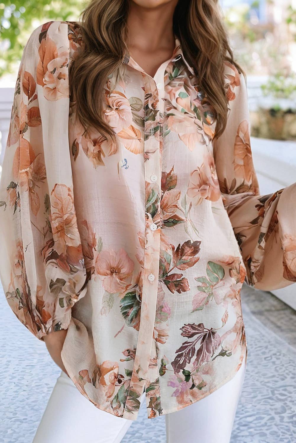 Franny Floral Puff Sleeve Lightweight Blouse