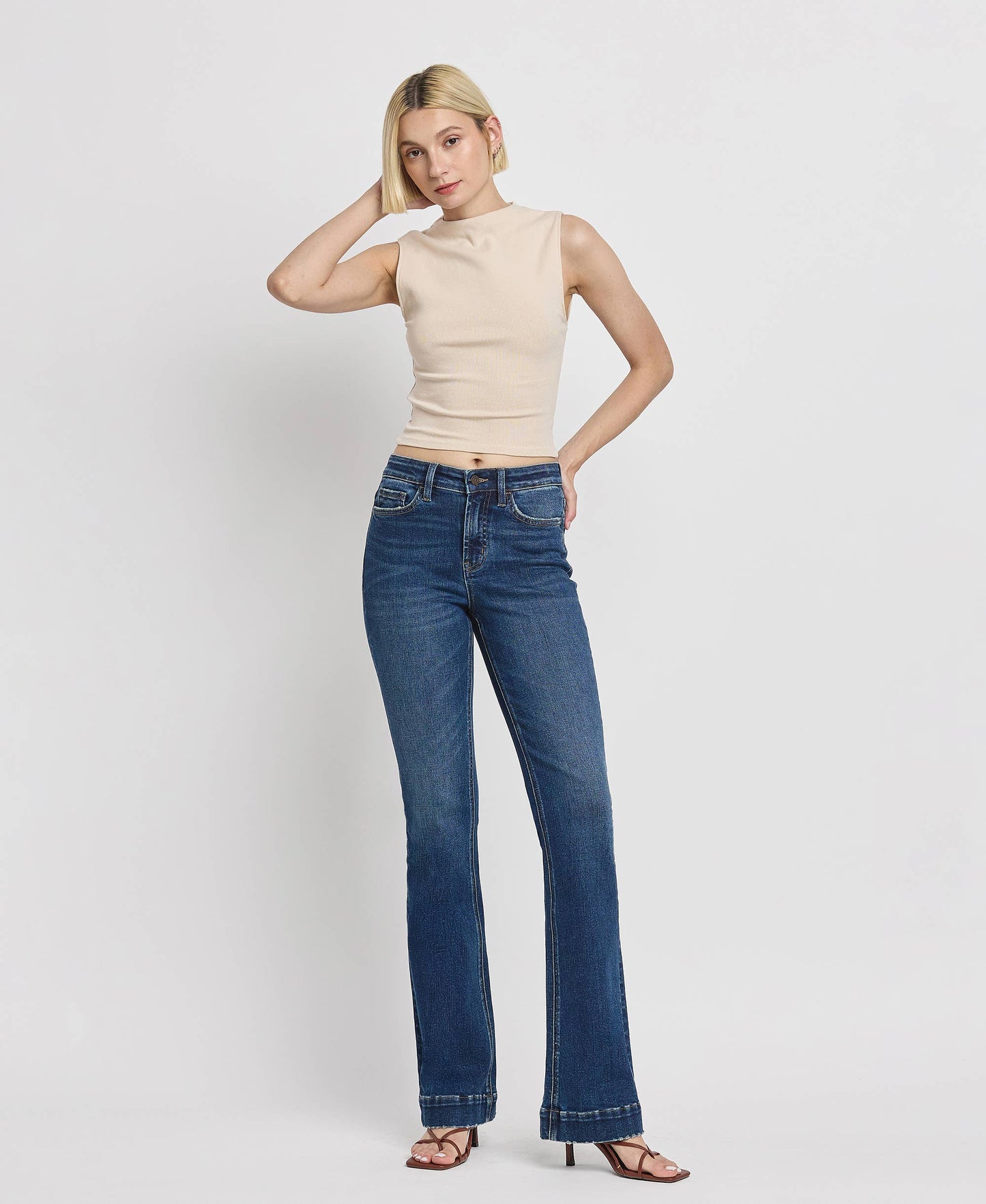 VERVET by Flying Monkey - High Rise Trouser Hem Bootcut Jeans
