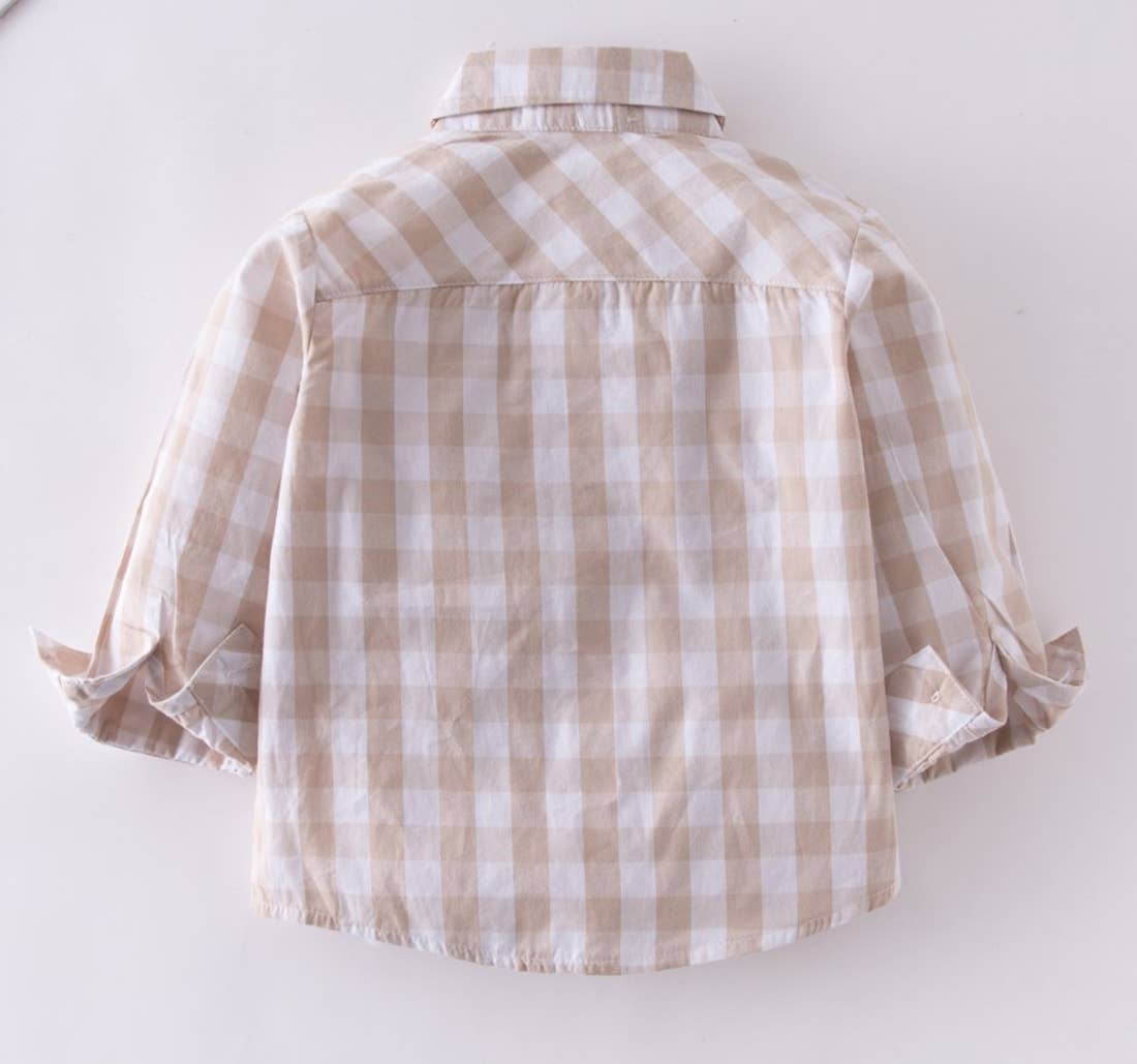 Barry Beige Plaid Button Down Shirt