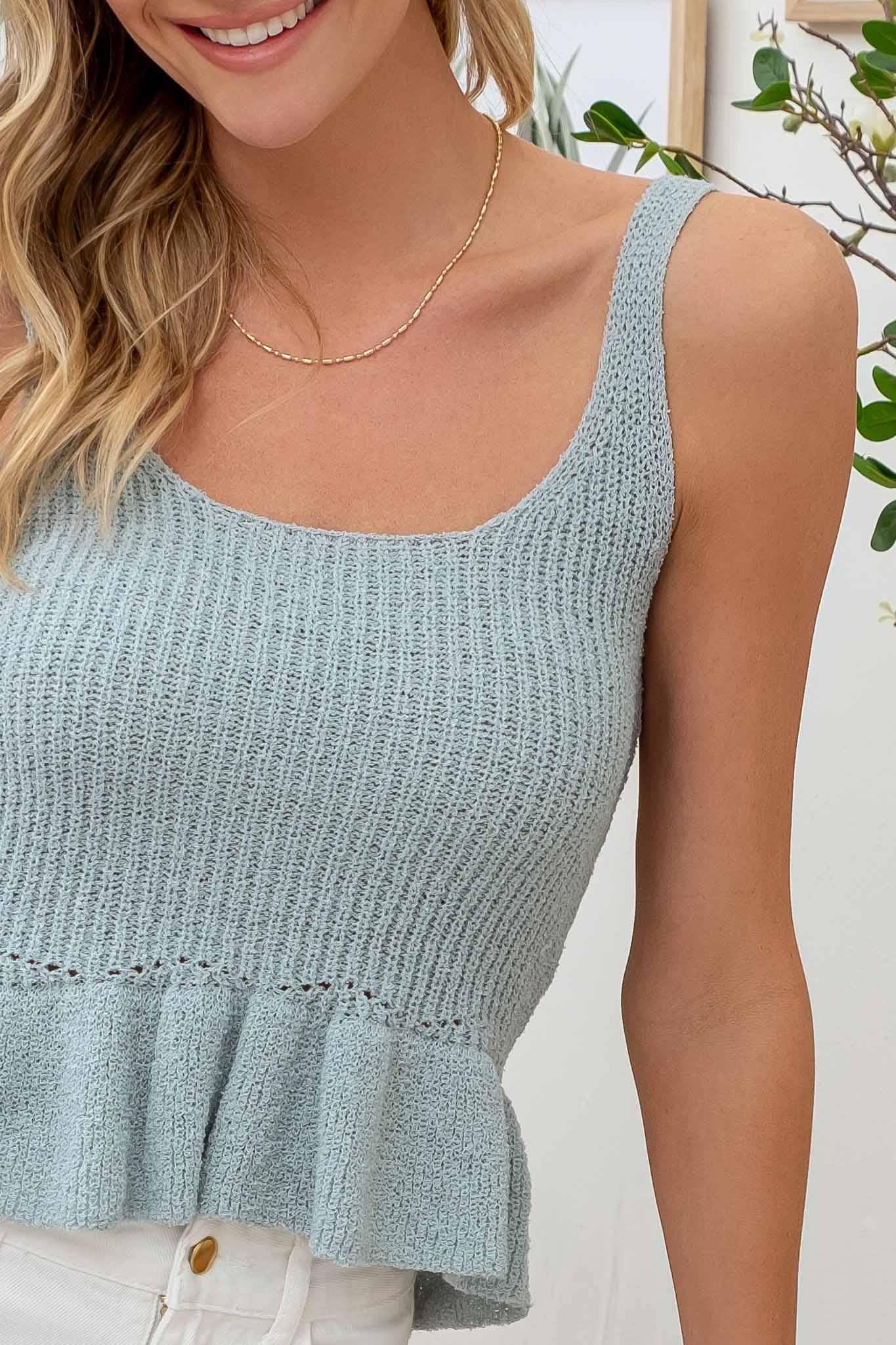 Remy Ruffle Sweater Tank - Mint