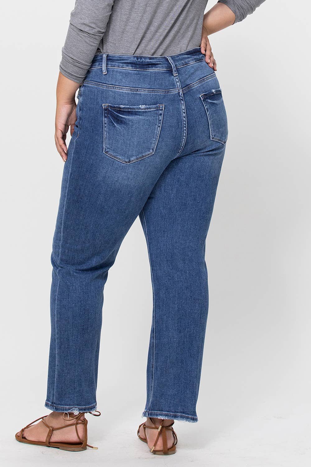 PLUS SIZE - VERVET by Flying Monkey Super High Rise Ankle Slim Straight Jeans